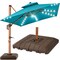 Best Choice Products 10ft Square Woodgrain Pattern 2-Tier Outdoor Solar LED Cantilever Umbrella w/ Base